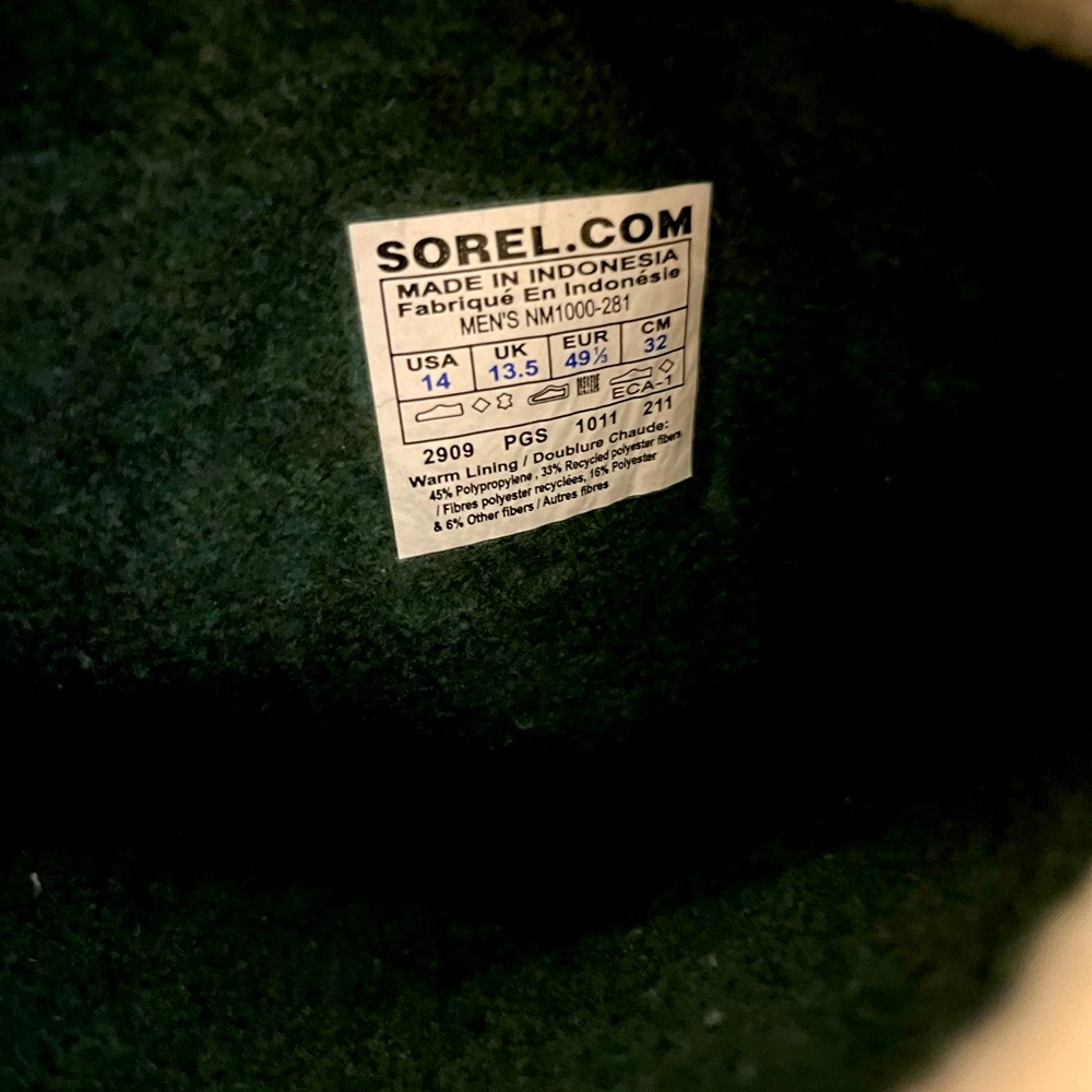 Men’s size 15 sorrel winter boots -waterproof